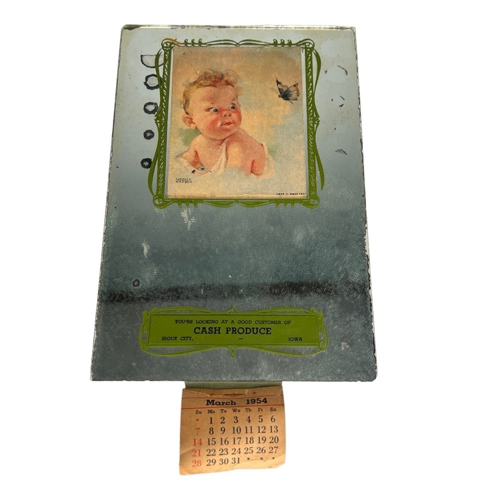 Vintage 1954 Calender Mirror Wall‎ Hanging